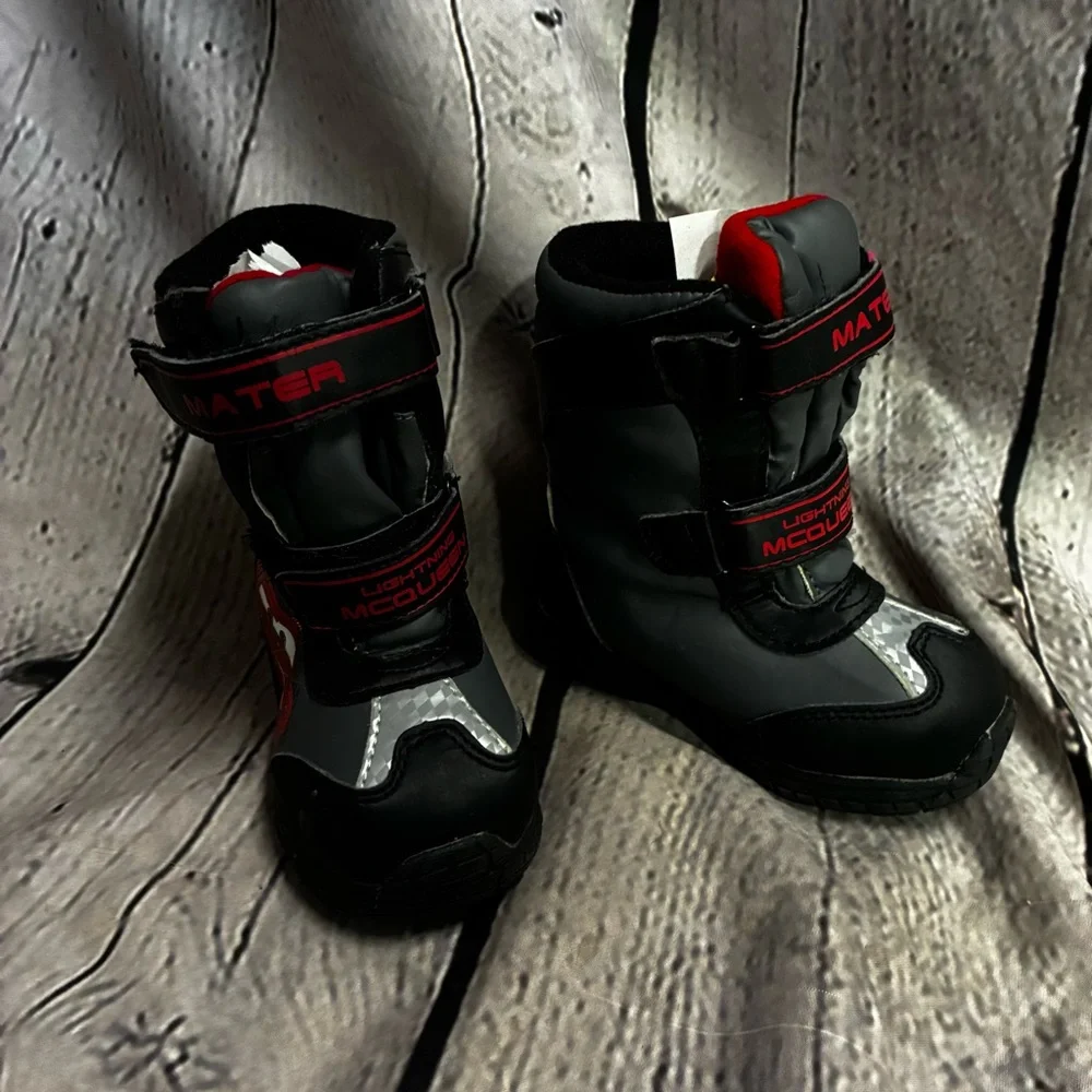 Disney Pixar Cars Movie Lightning McQueen Toddler‎ Boys' Winter Snow Boots Sz 7